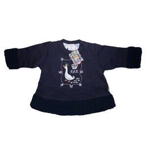 OILILY Baby's Collection Navy Blue Sweatshirt NWT Size 12M HRH Duckling Swan